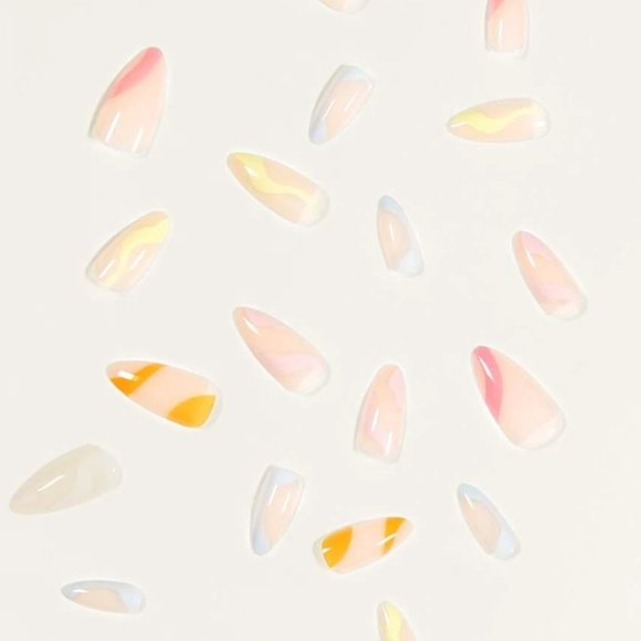 Minimalist Pastel Print Press on Nails - Message to ship free - Picture 2 of 2